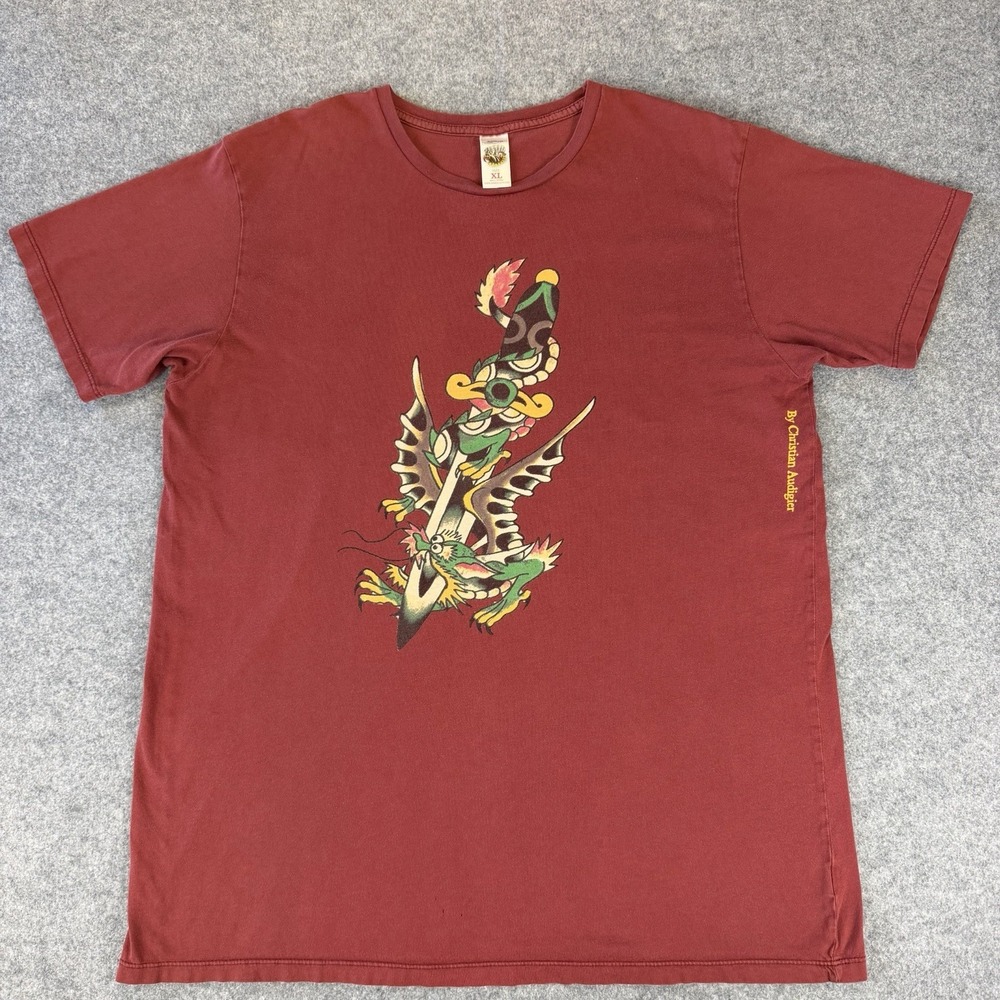 VTG Ed Hardy Christian Audigier Dragon Sword Graphic Tee T Shirt Mens XL Don Ed